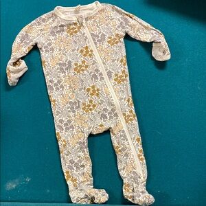 Quincy Mae Cream and Brown Footies One Piece